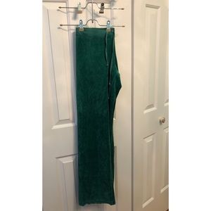 Juicy couture terry cloth, green track pants.